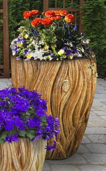 Banyan Planter Faux Wood Large Vase Garden Nature Woodland